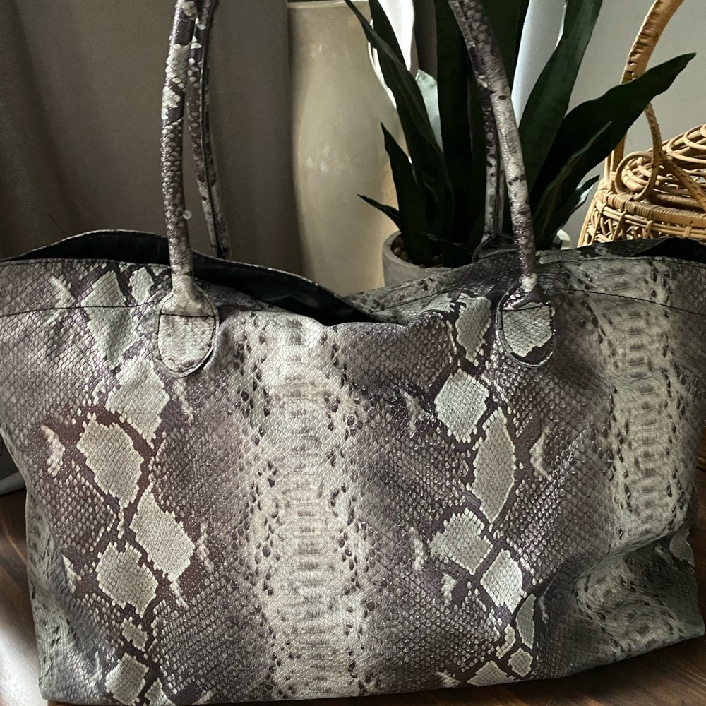 Snakeskin Print Weekender Duffel Bag